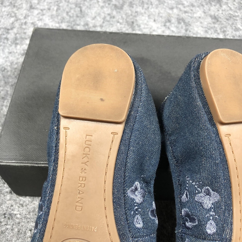 Lucky Brand Shoes Womens Size 7 Blue Denim Floral Slip On Ballet Flats LP-ECHO2 - Picture 13 of 16